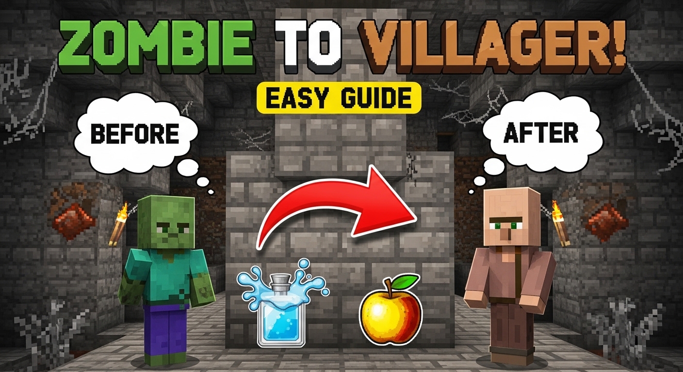 how to turn zombie villager into villager in Minecraft